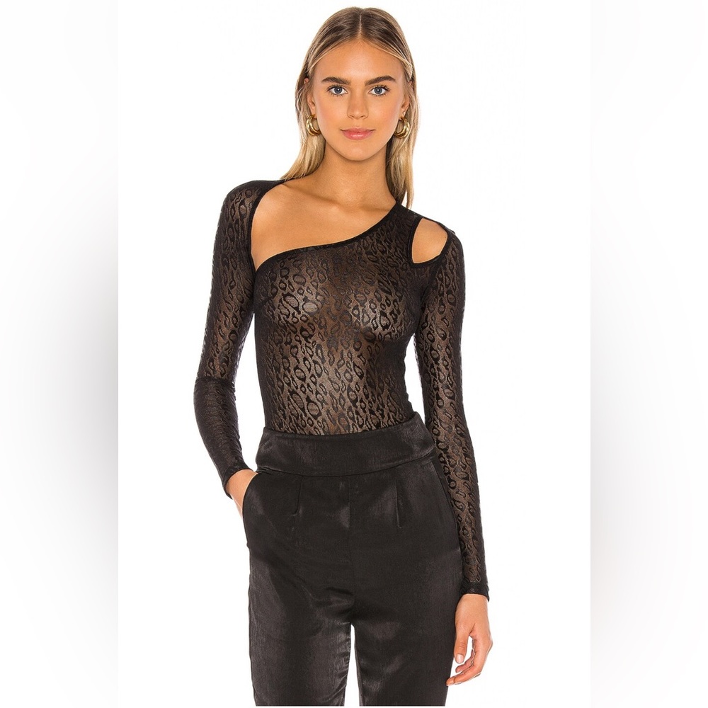 superdown Aisha Bodysuit Black Lace Longsleeved Medium